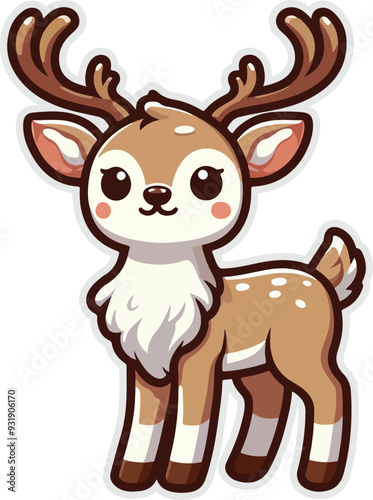 Cute deer sticker vector illustration