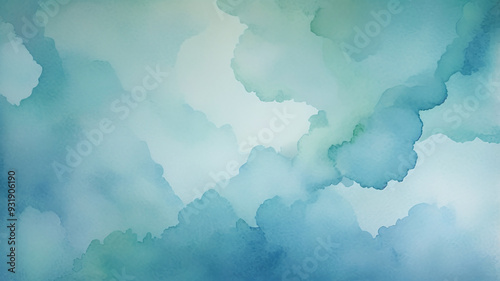 Watercolor Abstract Splash Spots Blue Green White Background, Wallpaper, Display, Slide, Backdrop