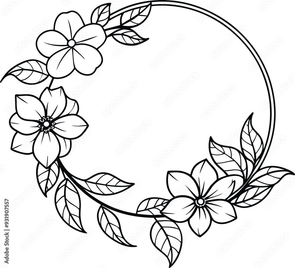 hand drawn flower frame line art illustration hand drawn flower frame line art illustration