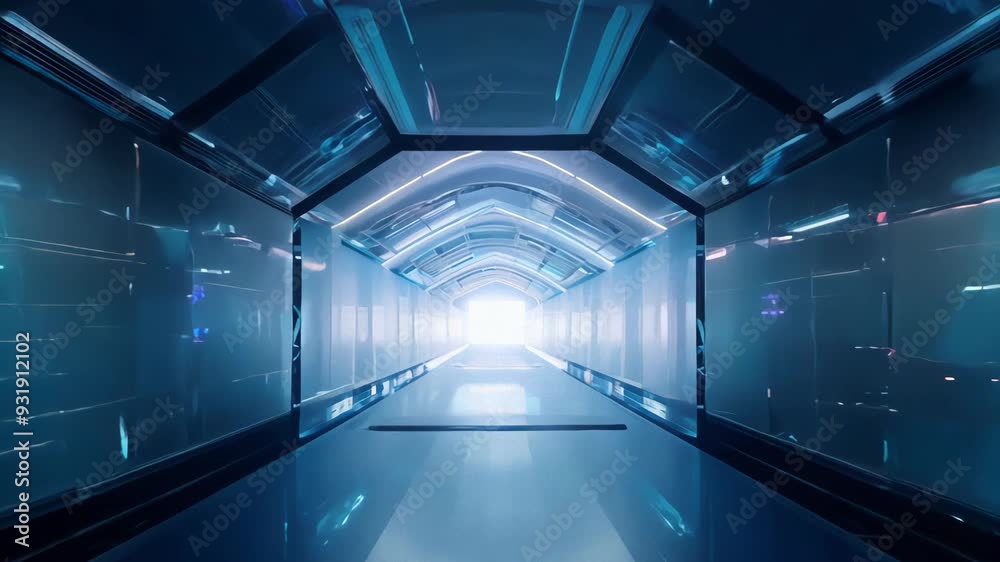 Futuristic Neon Tunnel with Sci-Fi Technology and Digital Pathway Concepts Futuristic Neon Tunnel with Sci-Fi Technology and Digital Pathway Concepts