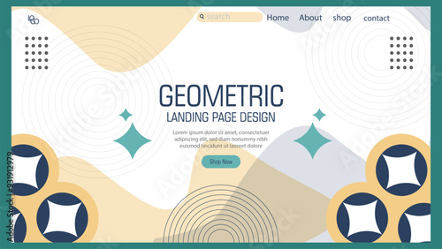 landing page design with geometric shape