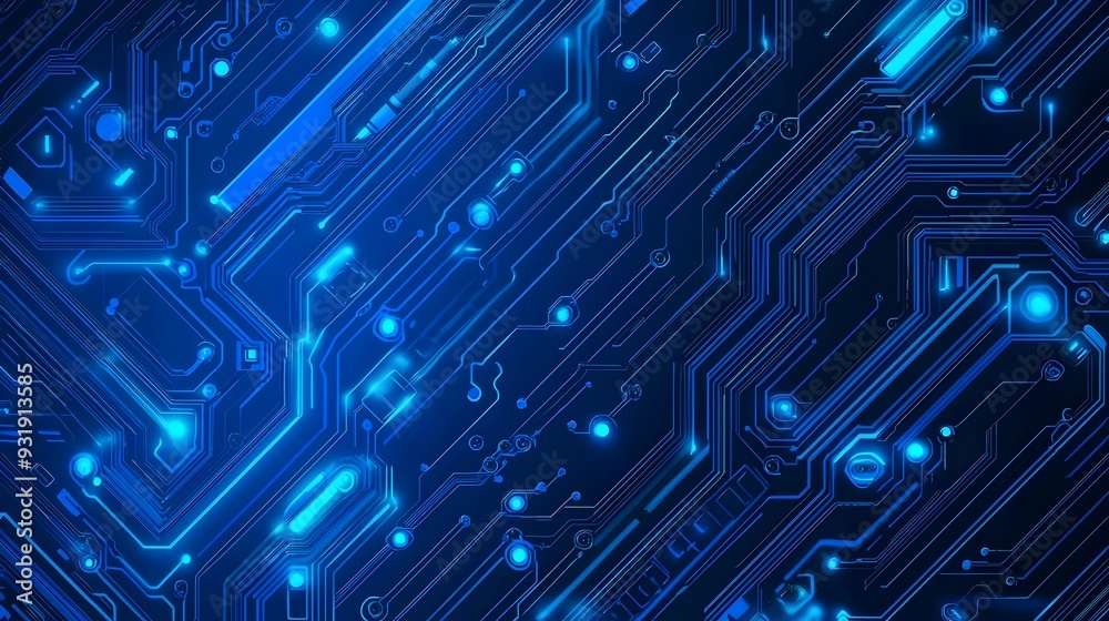 Vibrant Neon Blue Circuit Board Patterns for Futuristic Tech Designs Vibrant Neon Blue Circuit Board Patterns for Futuristic Tech Designs