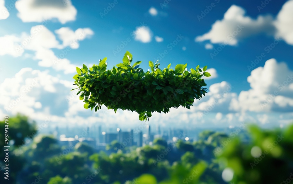 A stunning scene of floating greenery against a vibrant blue sky, embodying nature's beauty and serenity in a modern landscape. A stunning scene of floating greenery against a vibrant blue sky, embodying nature's beauty and serenity in a modern landscape.