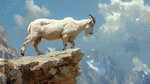Graceful mountain goat ascending rugged cliffs, a testament to the resilience and adaptability of wildlife