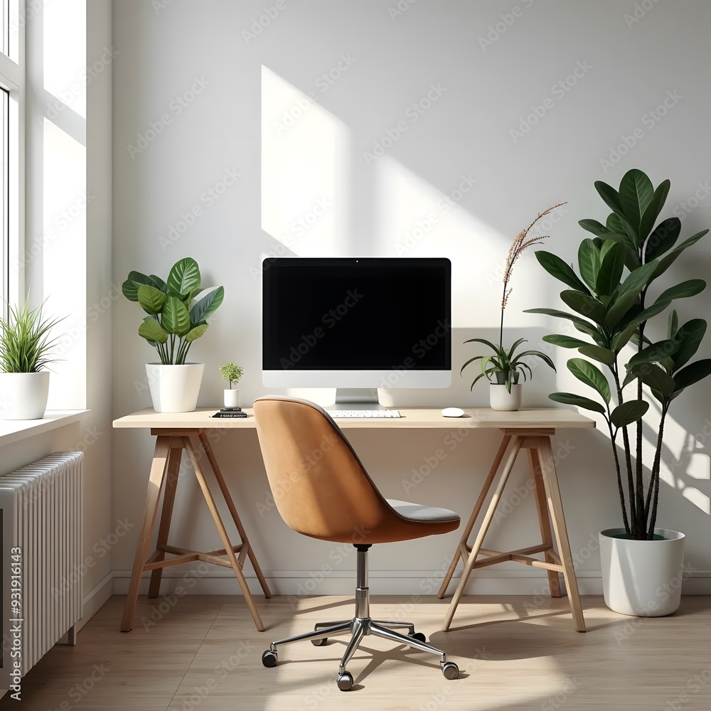 Fototapeta premium modern home office interior with desk