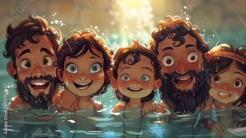 Cartoon heroes of biblical stories.
