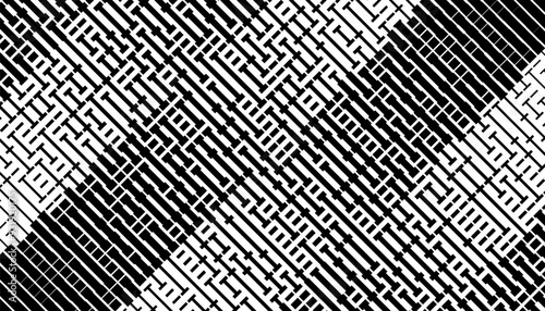 Abstract maze transition pattern. Black isolated on white background. Vector Format Illustration 