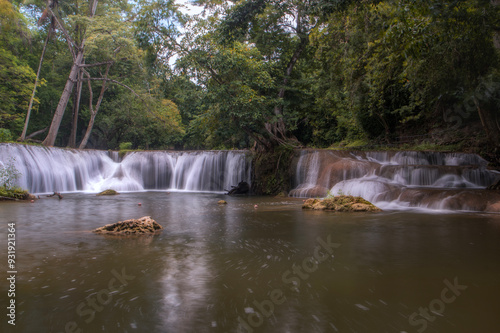 Chet Sao Noi Waterfall, or Namtok Chet Sao Noi , a seven tiers of small and beautiful waterfall in Namtok Chet Sao Noi National Park, Saraburi Thailand.