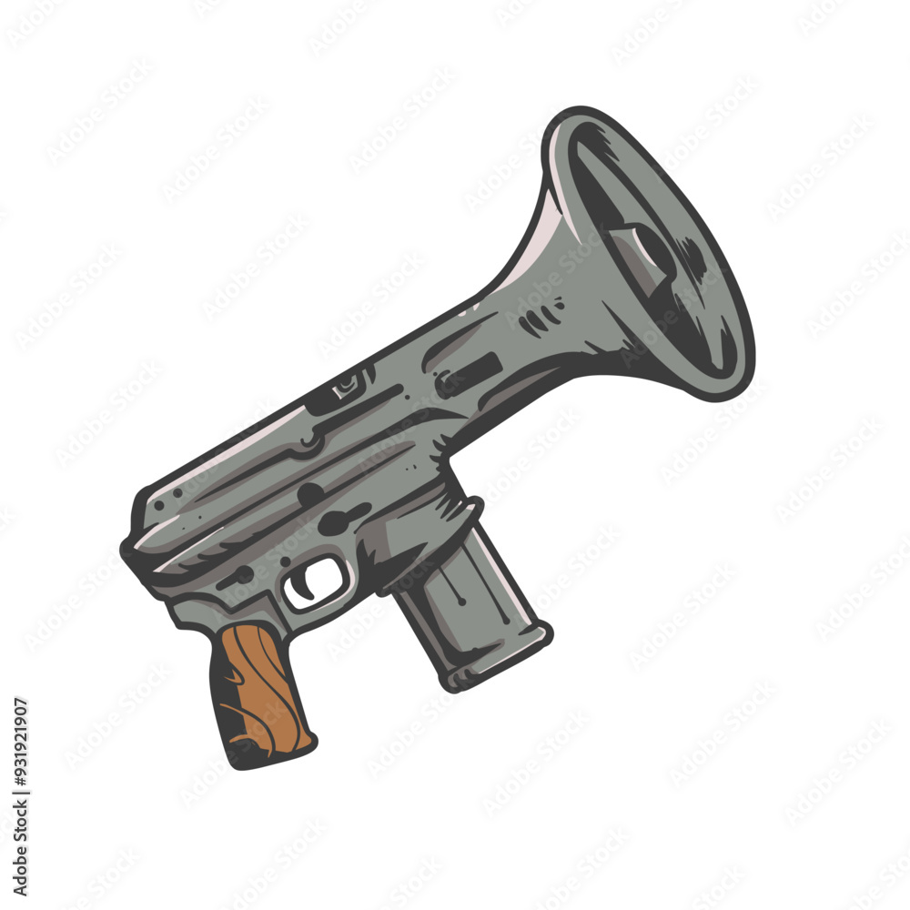 Cartoon Rifle Combined with Megaphone Vector Illustration Cartoon Rifle Combined with Megaphone Vector Illustration