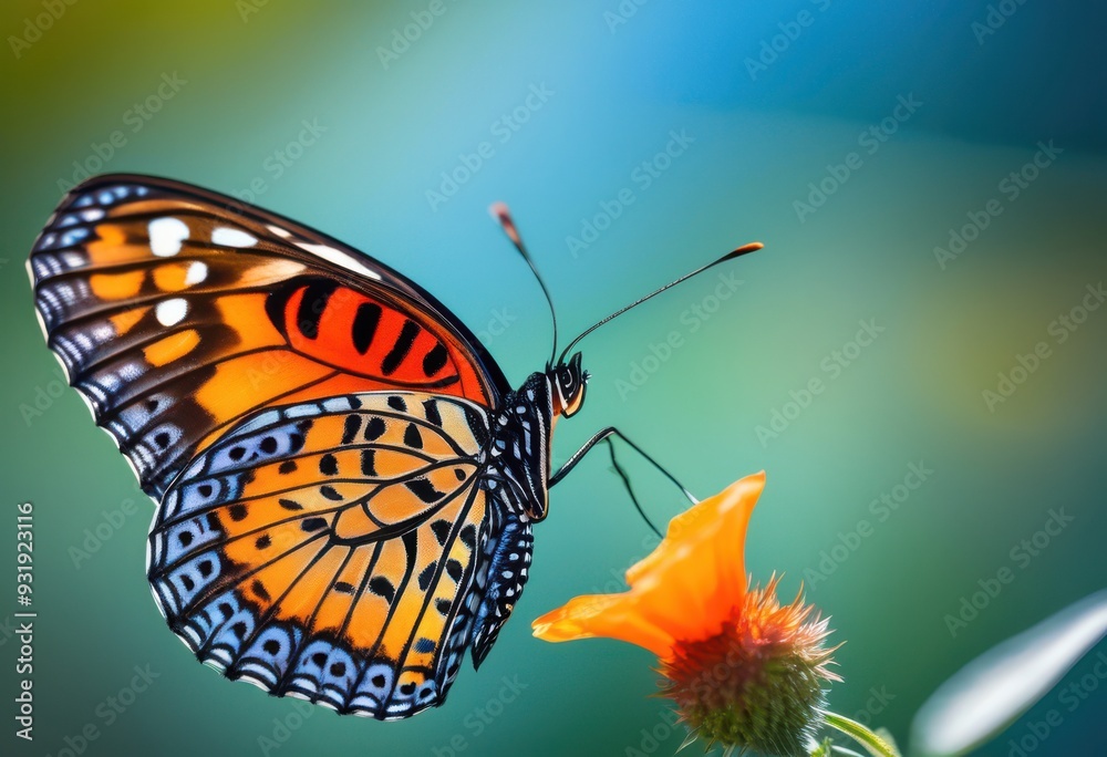 Obraz premium detailed macro showcasing vivid patterns colors butterfly wings exquisite clarity, vibrant, nature, beauty, texture, insects, flora, fauna, design, art