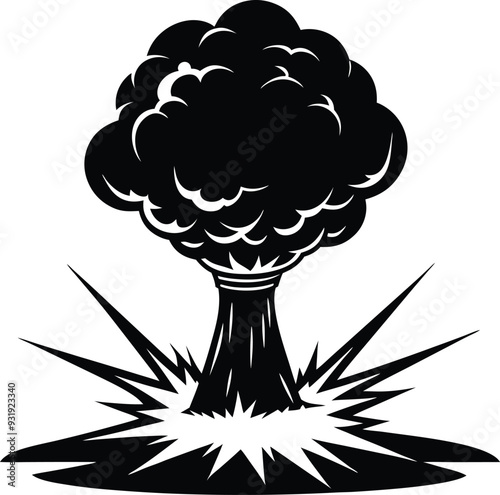 bomb explosion illustration black and white