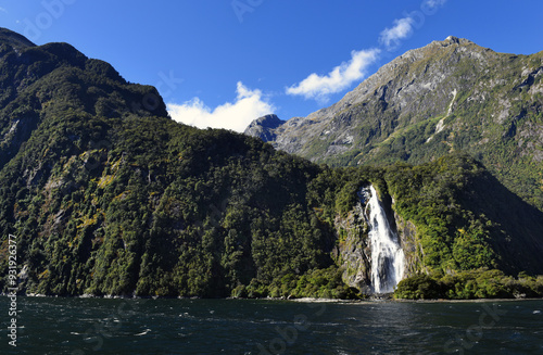 Stirling Falls in the natural wonder Milford Sound, fjordland national park, southland, New Zealand photo