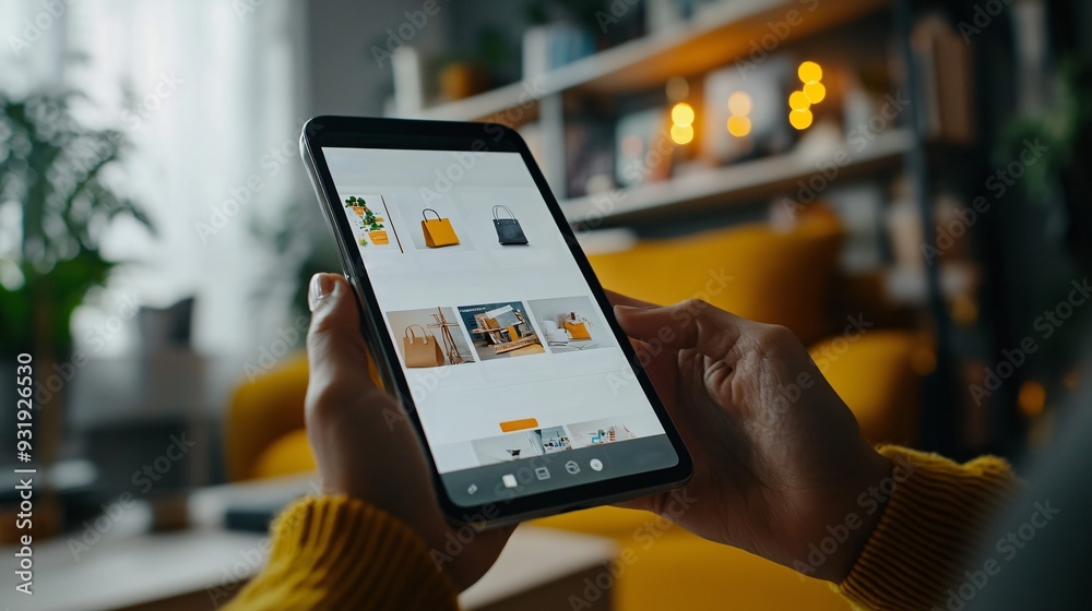 Two hands holding a mobile phone represents, Seamless E-commerce Website Interface for Enhanced Online Shopping Experience Two hands holding a mobile phone represents, Seamless E-commerce Website Interface for Enhanced Online Shopping Experience