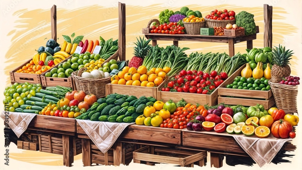 Sets of vegetables and fruits packed in boxes ready for trade, market, fruit, food, vegetable, fresh, vegetables, shop, fruits, healthy Sets of vegetables and fruits packed in boxes ready for trade, market, fruit, food, vegetable, fresh, vegetables, shop, fruits, healthy