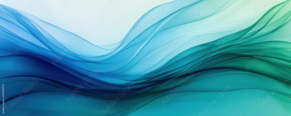 Elegant abstract background featuring flowing waves in shades of blue and green, perfect for modern design projects. Elegant abstract background featuring flowing waves in shades of blue and green, perfect for modern design projects.