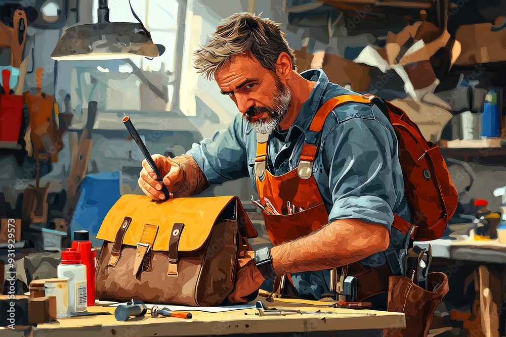 Craftsman Working in His Workshop Craftsman Working in His Workshop