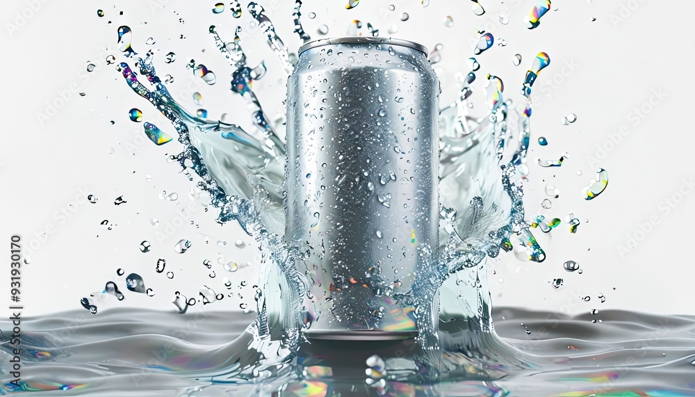 Aluminum Can Splashing into Water. Aluminum Can Splashing into Water.