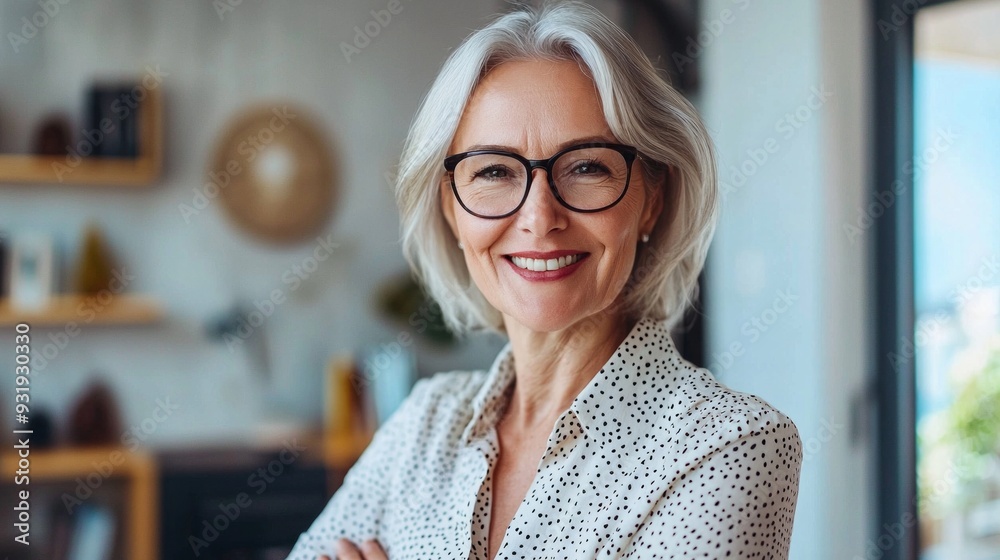 Confident stylish european mature middle aged woman standing at workplace. Stylish older senior businesswoman, 60s gray-haired lady executive leader manager looking at camera in office, portrait. Confident stylish european mature middle aged woman standing at workplace. Stylish older senior businesswoman, 60s gray-haired lady executive leader manager looking at camera in office, portrait.