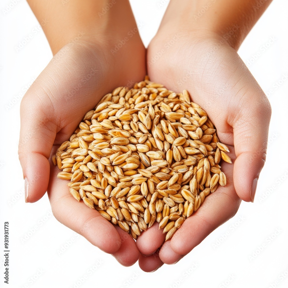 Isolated on a transparent background, two hands hold a handful of sesame seeds Isolated on a transparent background, two hands hold a handful of sesame seeds
