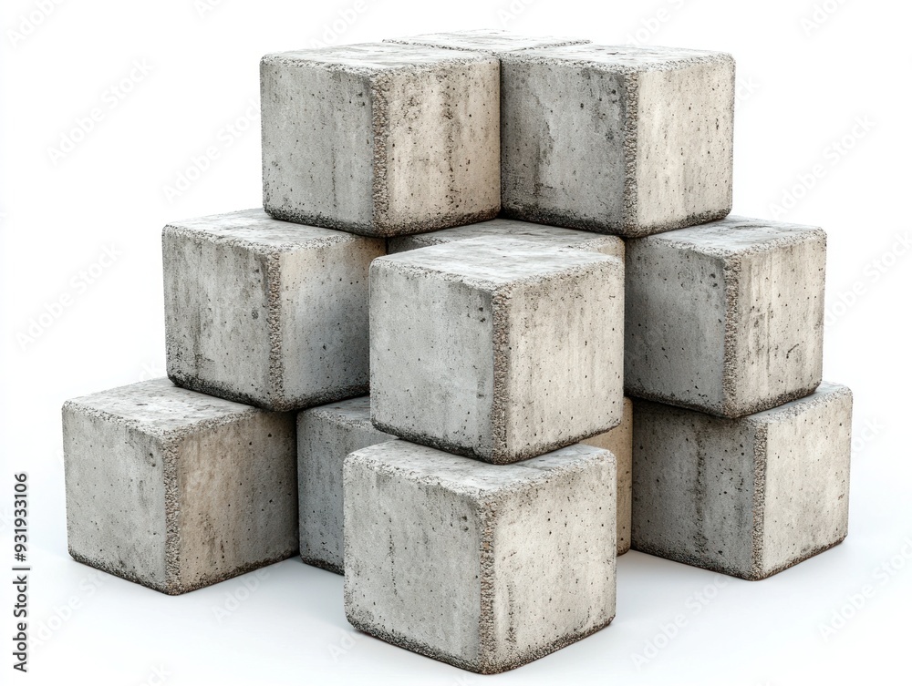 Stacked concrete blocks ready for use in construction activities Stacked concrete blocks ready for use in construction activities