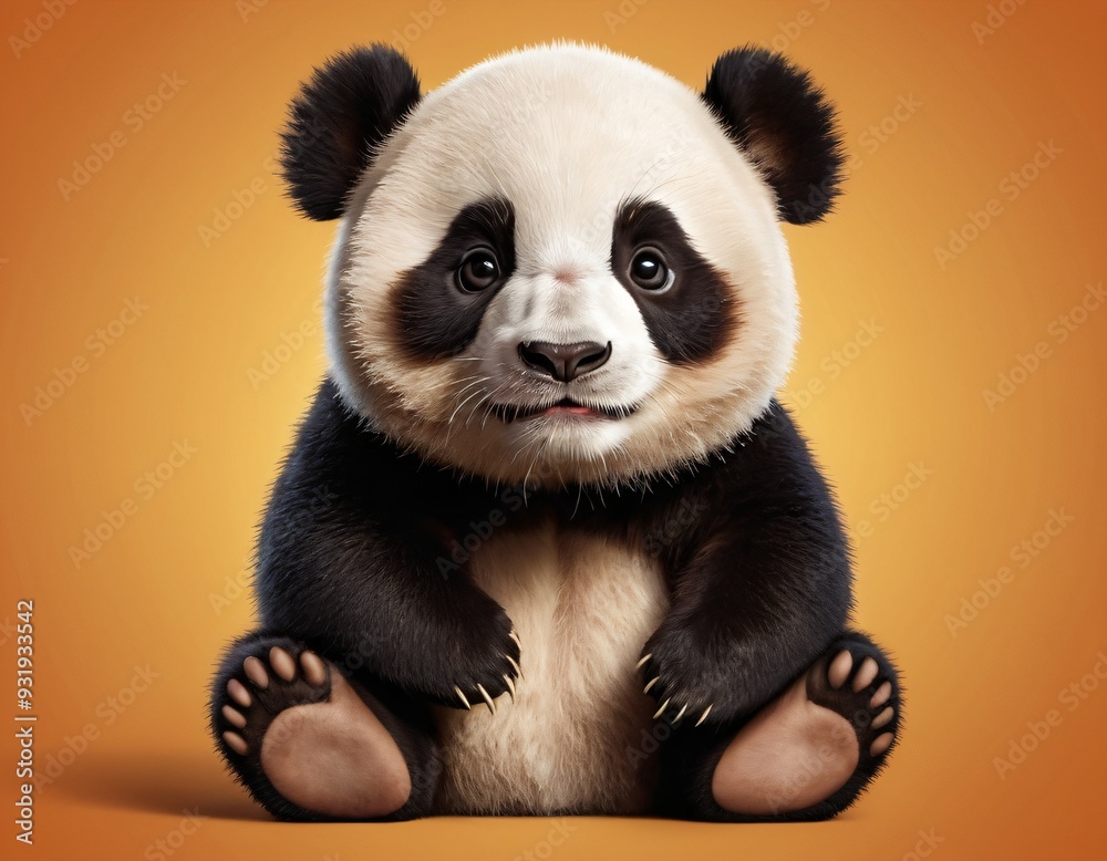 Naklejka premium panda cub stylized. Ai generated image.