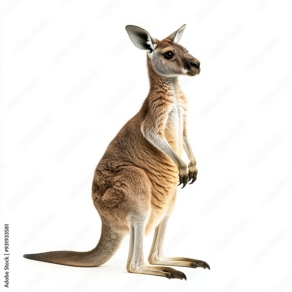 White background with an isolated Australian kangaroo White background with an isolated Australian kangaroo