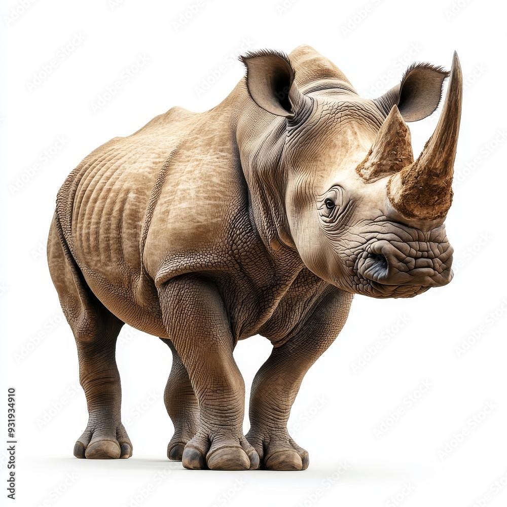 Fototapeta premium Isolated large rhinoceros against transparent background
