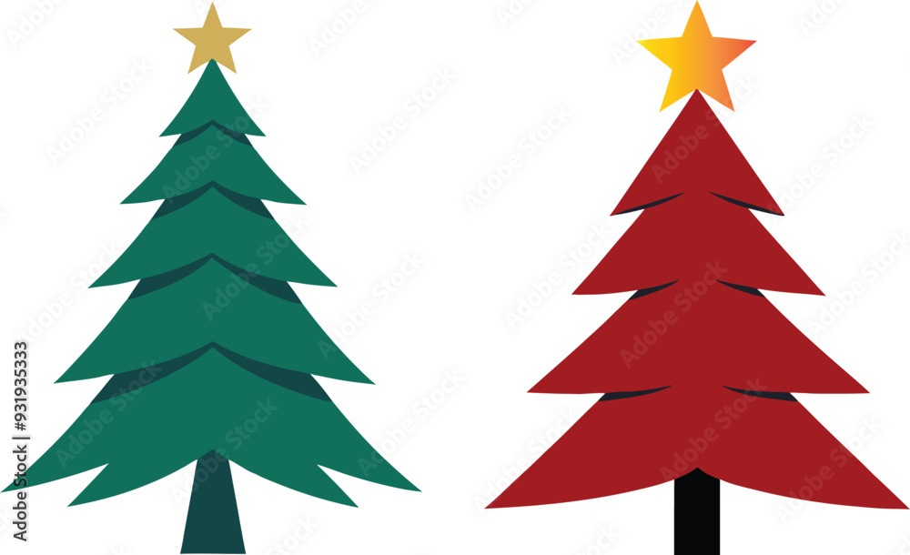 Obraz premium A Christmas tree silhouette with a prominent star at the top