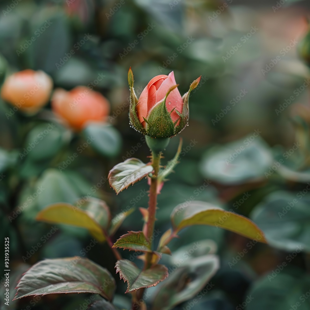A Rosebud Beginning to Bloom in a Spring Garden, Symbolizing Hope and the Promise A Rosebud Beginning to Bloom in a Spring Garden, Symbolizing Hope and the Promise