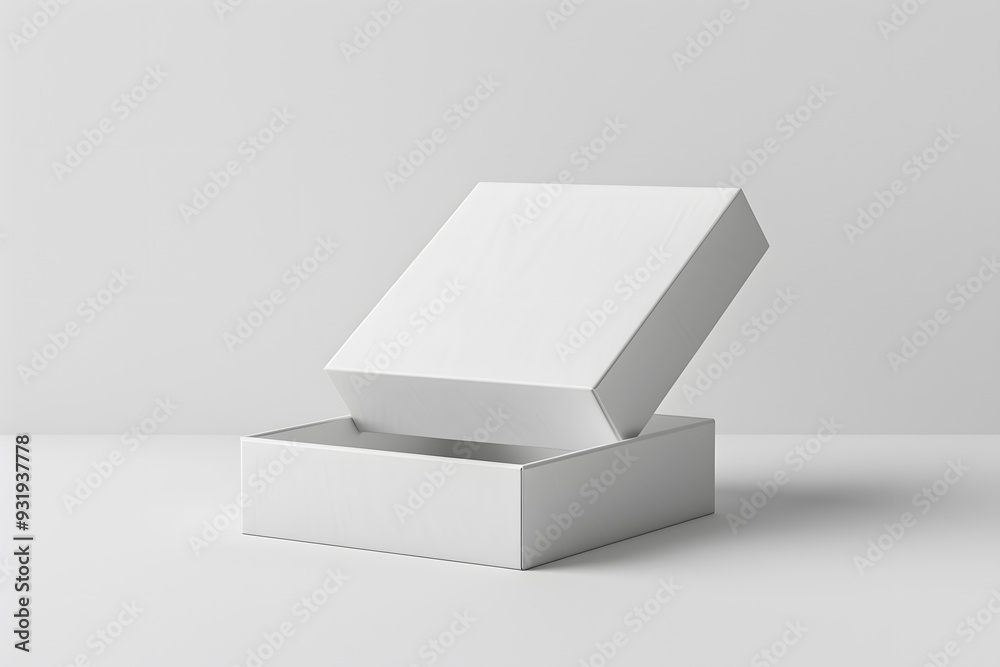 Minimalist Open White Box on a Light Background Minimalist Open White Box on a Light Background