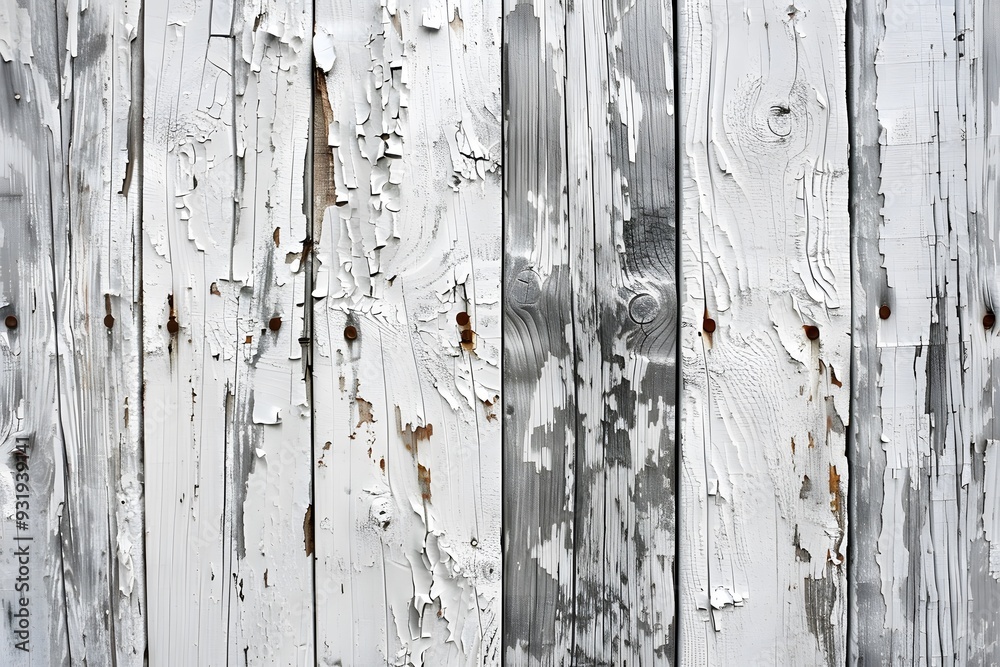 Weathered White Wooden Planks with Peeling Paint and Rustic Texture Weathered White Wooden Planks with Peeling Paint and Rustic Texture