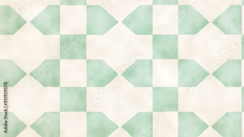 Mint and Cream Checkerboard Pattern Background