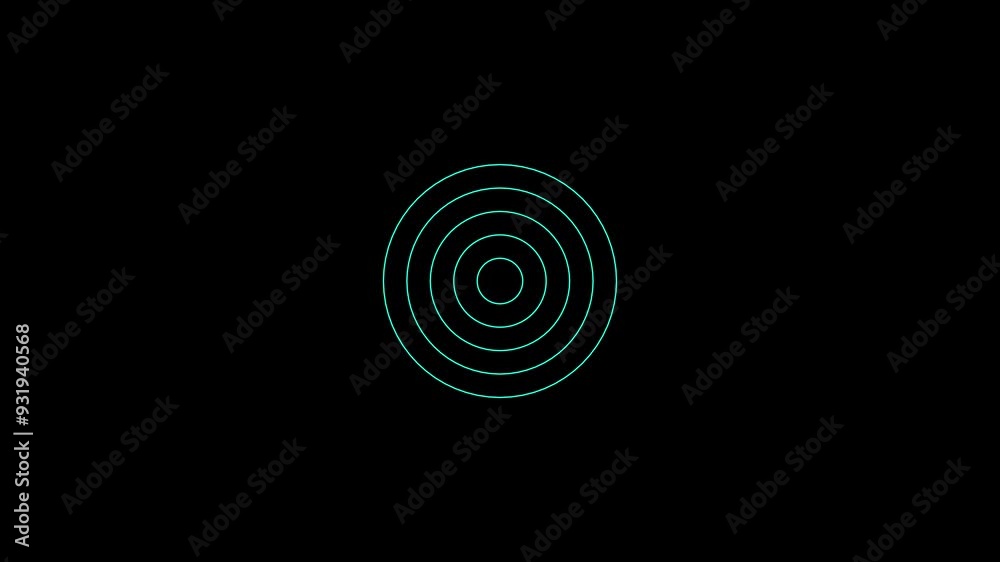 Digital radio wave turquoise color animation. Radio wave on world map 4k video black background. Digital radio wave turquoise color animation. Radio wave on world map 4k video black background.