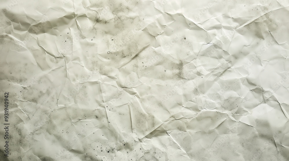 Naklejka premium Crumpled sheet of white old paper with defects