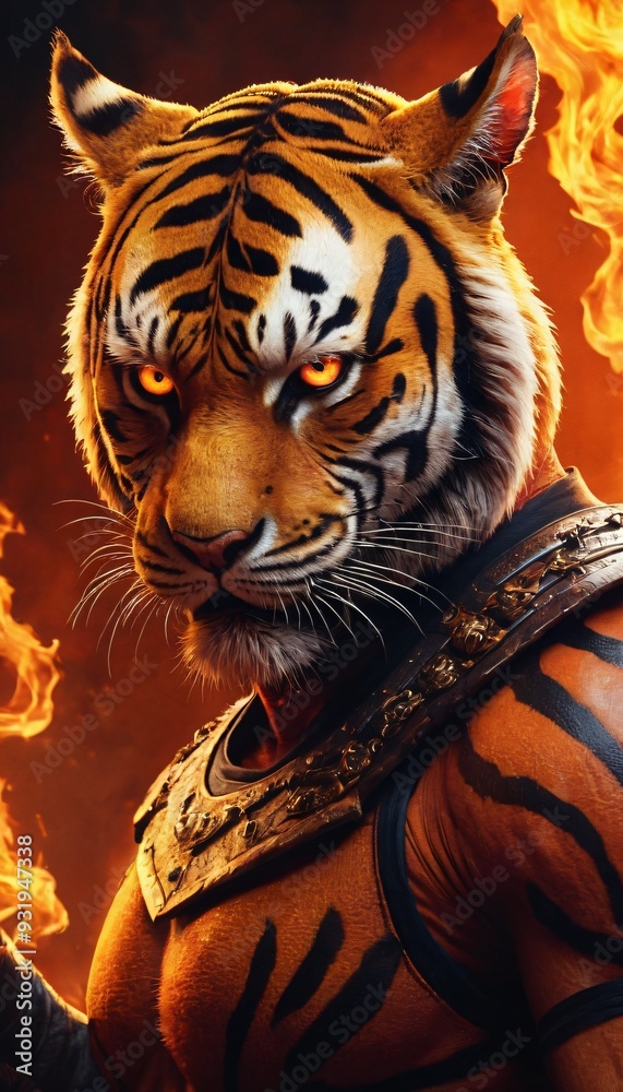 Illustration of Devil Ninja Tiger. Ai generated image. Illustration of Devil Ninja Tiger. Ai generated image.