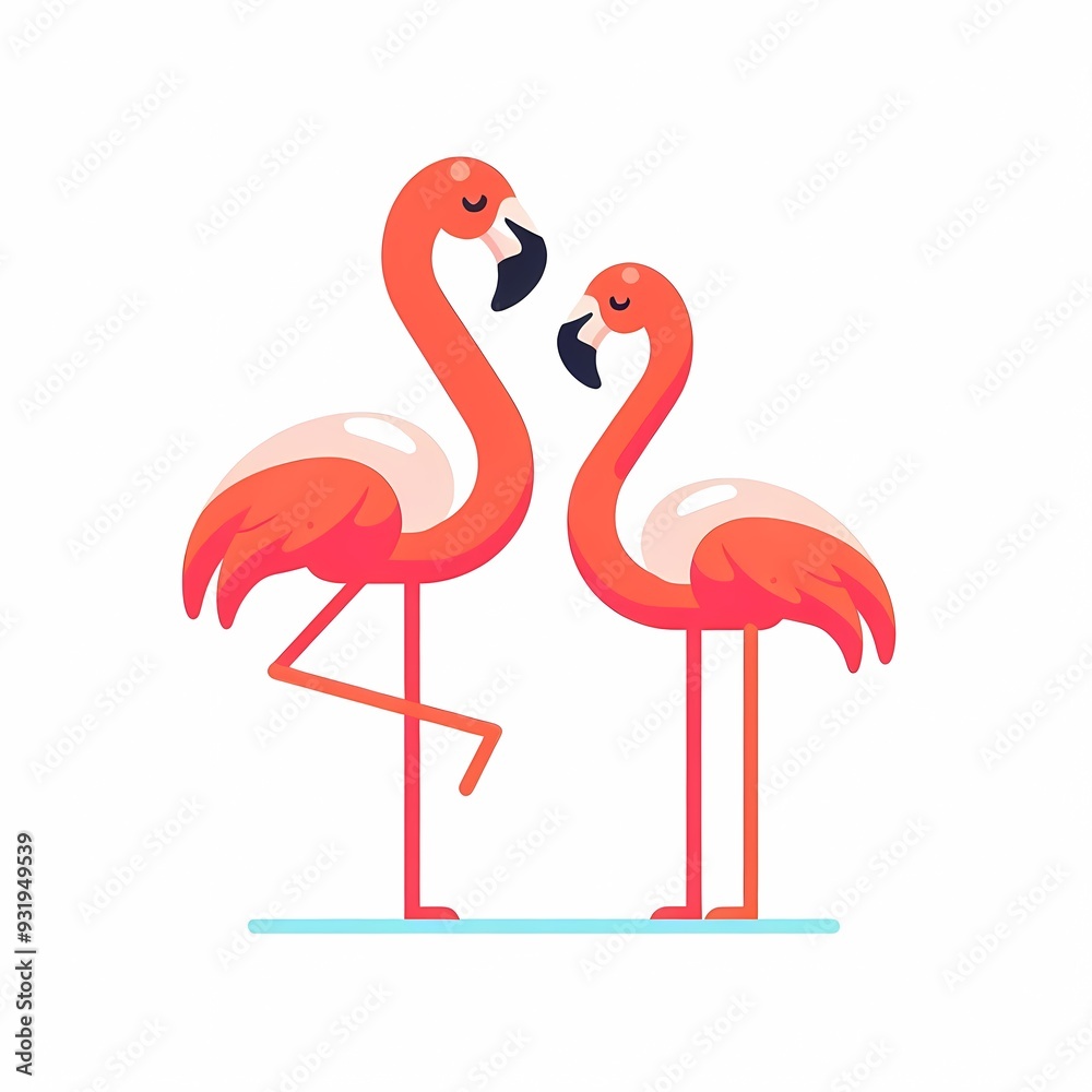 Obraz premium Beautiful flamingo bird illustration isolated on a white background Minimalist