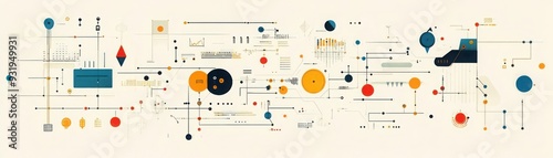 A flowchart with interconnected elements and pathways, illustrating the efficiency and organization of a welldesigned system