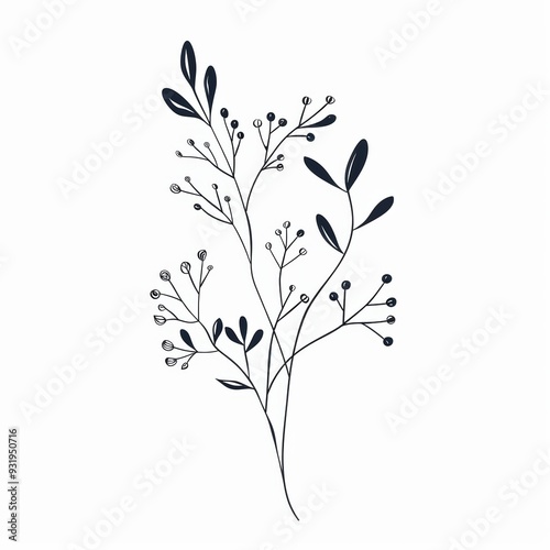 Delicate line art of boho floral and foliage elements, botanical plant logo illustration on a white background Job ID: 1abbbc5b-cc9b-41f5-906b-70067c82c89b