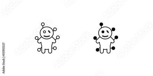 voodoo doll set icon with white background vector stock illustration