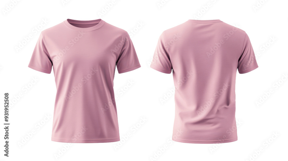 Baby Pink Round-Neck T-Shirt Mockup: Front and Back View on Transparent Background Baby Pink Round-Neck T-Shirt Mockup: Front and Back View on Transparent Background