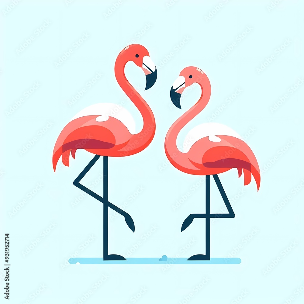 Fototapeta premium Beautiful flamingo bird illustration isolated on a white background Minimalist
