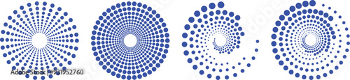 Concentric circle design elements. Abstract Geometric circular shapes background. Spiral Vector Illustration. Rotating radial and dotted lines collection. Design geometric.