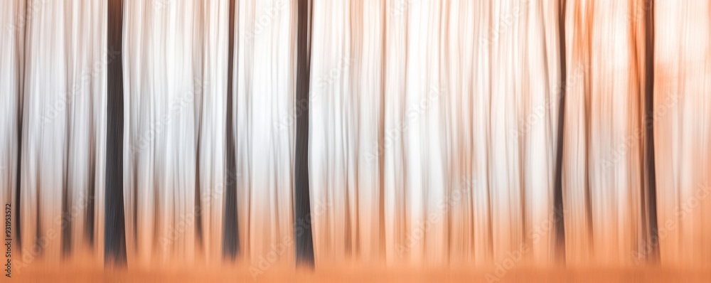 Abstract forest background creating a blur of orange and white Abstract forest background creating a blur of orange and white