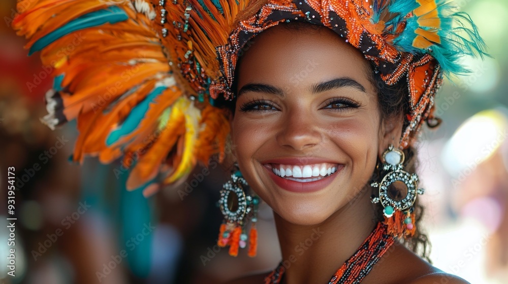 Woman Carnival Headwear Smile. Woman Carnival Headwear Smile.