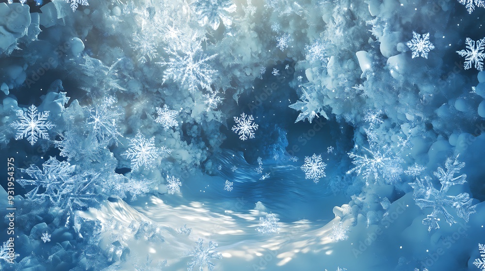 Glacial Splendor - A Hyper-Realistic Snowy Cavern of Glistening Snowflakes in Cool Whites and Light Blues Glacial Splendor - A Hyper-Realistic Snowy Cavern of Glistening Snowflakes in Cool Whites and Light Blues