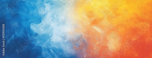 Abstract gradient background with blurred colors of blue, orange, and yellow. Simple vector illustration with a grainy texture for design elements.