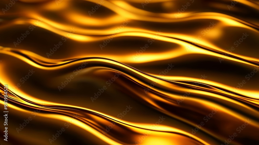Elegant 3D rendering of fluid gold liquid creating a seamless background, with rich, golden waves and reflective surfaces Elegant 3D rendering of fluid gold liquid creating a seamless background, with rich, golden waves and reflective surfaces