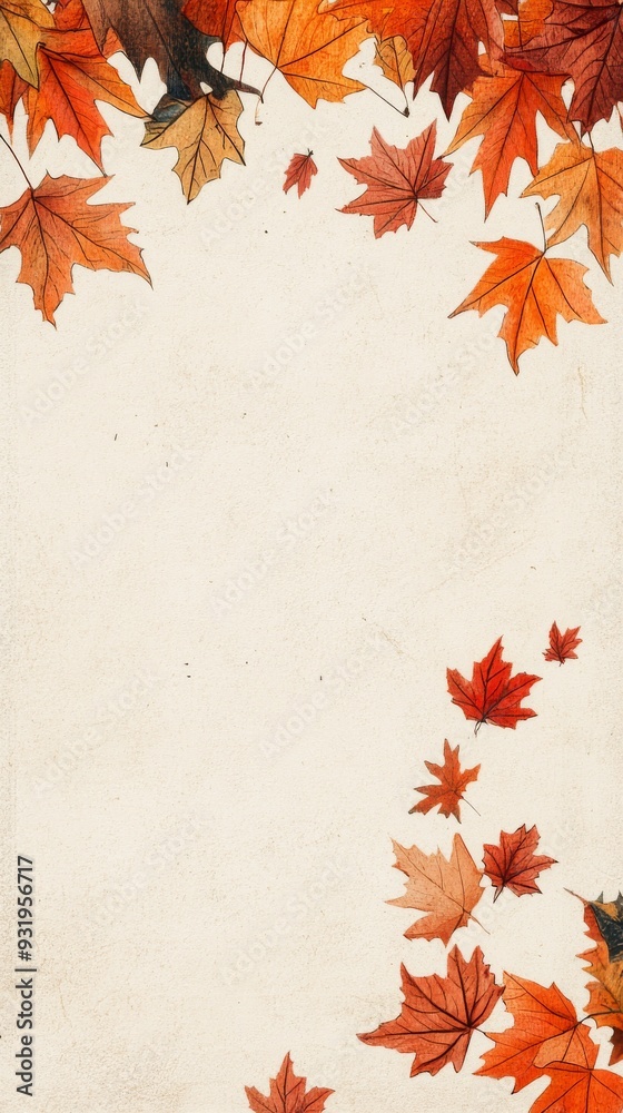 Autumnal background with colorful maple leaves falling down