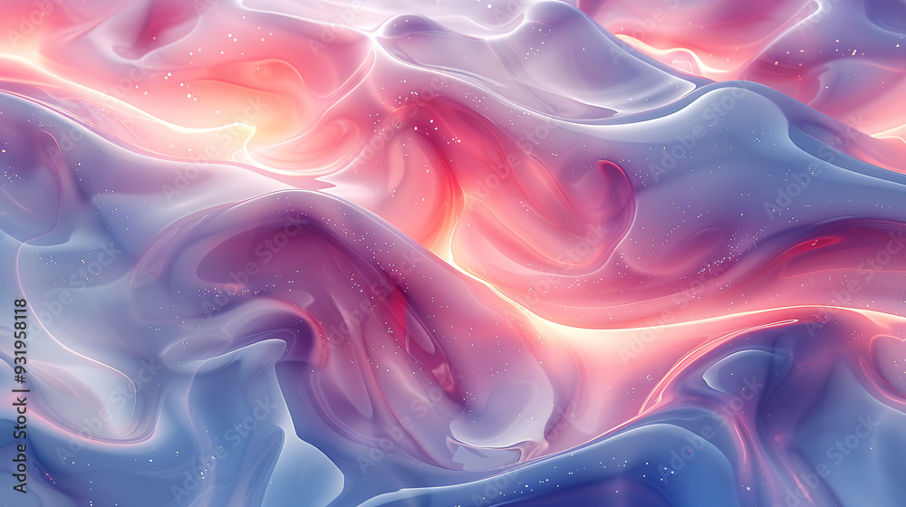 Obraz premium Abstract Scandinavian pattern with fluid shapes and cool tones