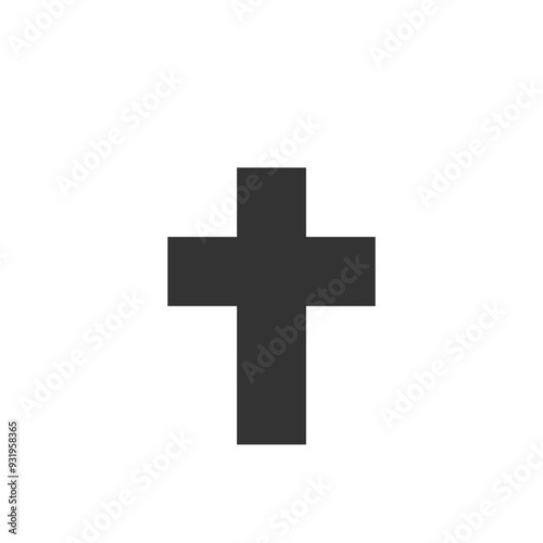 Christian cross black isolated faith symbol on white background. Pray sign. Vector icon in flat style